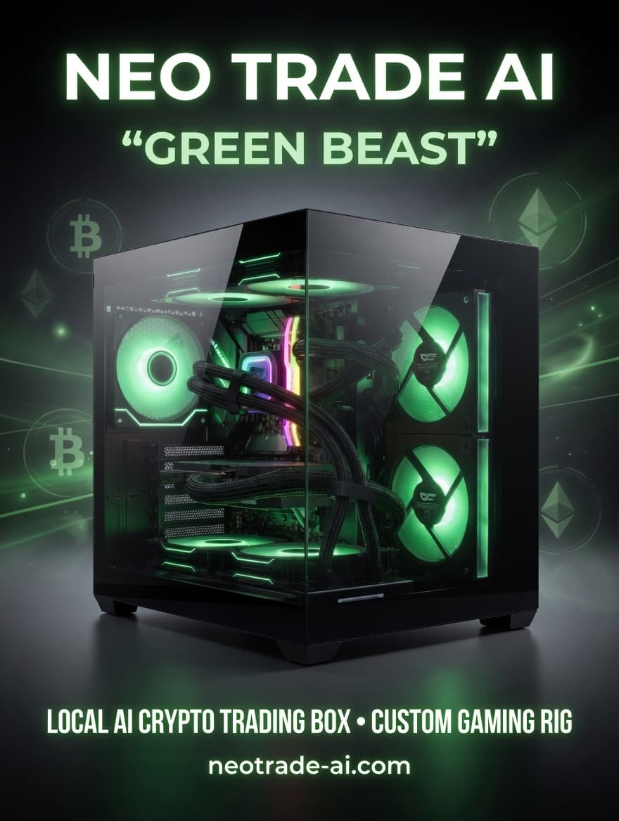 NeoTrade AI Green Beast render — white background