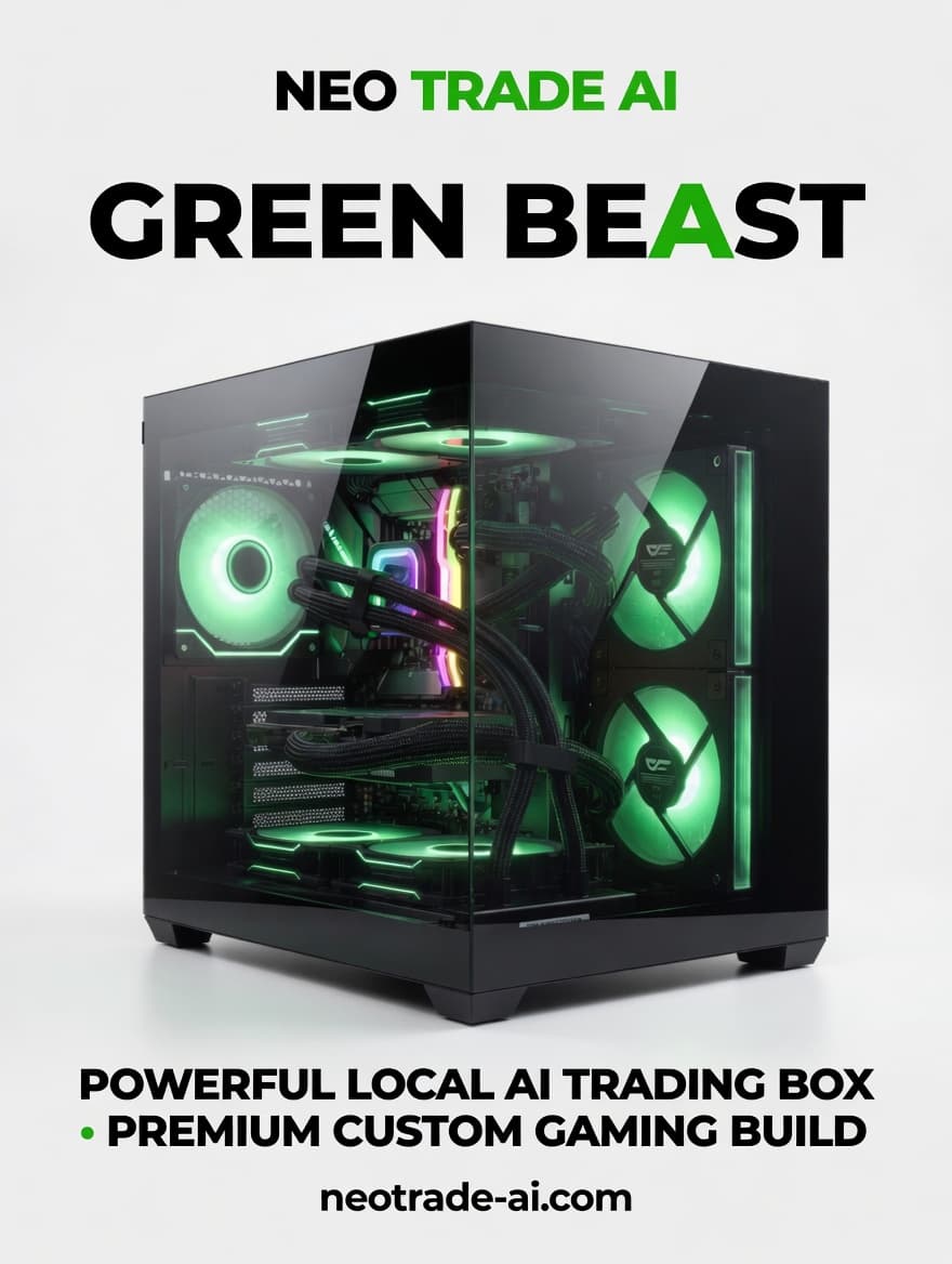 NeoTrade AI Green Beast — neon promotional