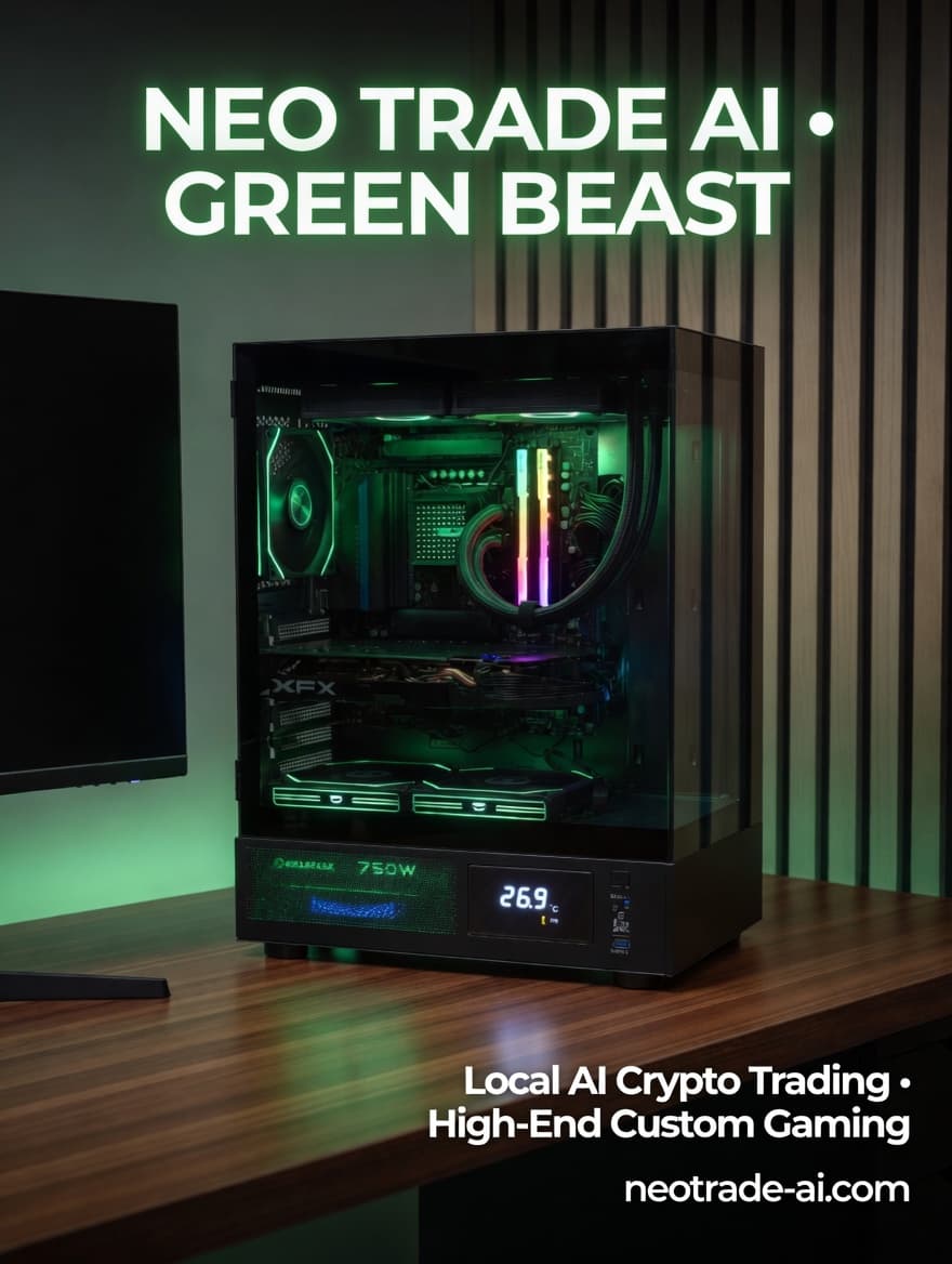 NeoTrade AI Green Beast on desk — live unit