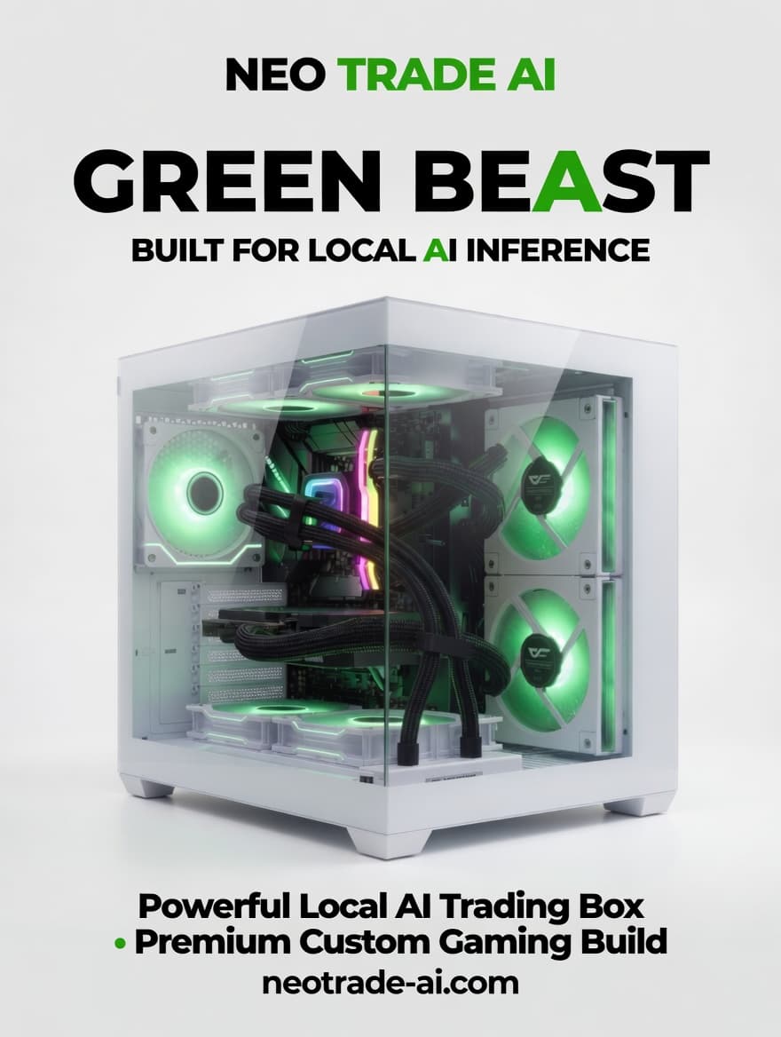 NeoTrade AI Green Beast — neon promotional